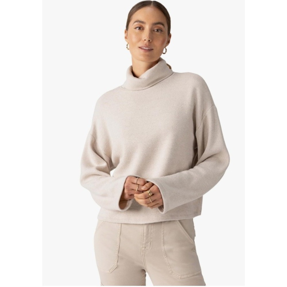 Sanctuary Cozy Lurex Popover‎ Sweater Ivory-Metallic Knit Pullover Large NWT